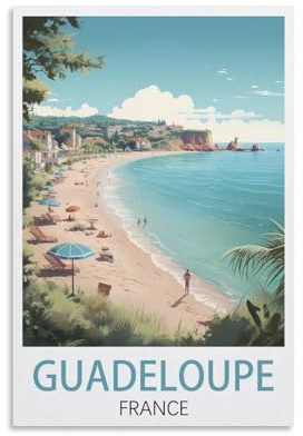 Guadeloupe Frankreich, Vintage-Reiseposter, See, 20 x 30 cm, Druckposter für Zuhause, Badezimmer, Schlafzimmer, Büro, Wohnzimmer, Dekoration, Leinwandposter