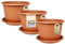MePla Lot de 3 pots de fleurs cylindriques de 60 cm de diamètre + soucoupe de 58 cm de diamètre, terre cuite, résistant aux intempéries, en plastique résistant aux UV