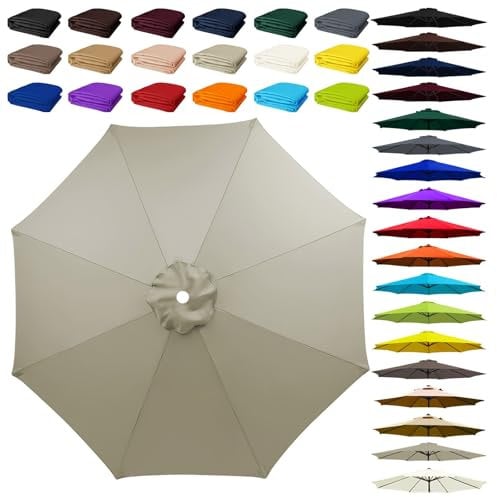 8 Arms Umbrella Replacement Cloth, Parasol Replacement Canopy, Polyester Fabric Parasol Canopy Cover, Breathable, UV Protective, for Garden, Market, Pool, Patio(Beige,8 ribs: 2.5m/8.2ft)
