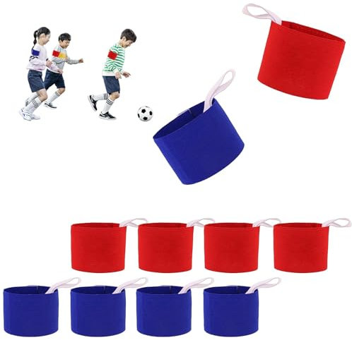 TIANLIN Kapitänsbinde Kinder, 10 Stück Kapitänsbinde Fussball, Verstellbare Mannschaftsbänder, Armbinden für Mannschaft mit Aufhängebändchen, Rot und Blau, Geeignet für Laufen, Fußball, Tennis