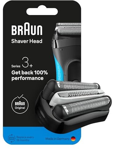 Braun Series 3+ Elektrorasierer Scherkopf 32B – ORIGINAL Ersatzscherteil & Rasierer Zubehör – Made in Germany, Kompatibel mit Braun Series 3+ und Series 3 ProSkin Rasierern – Schwarz