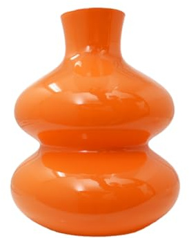 Elegante Glasvase 'Figgy' – Stilvolle Dekovase für Blumen & Tischdeko – Zeitlose Blumenvase & Tischvase – Perfekt für Wohnzimmer, Esszimmer & Büro (ORANGE, H24 x Ø19 cm)