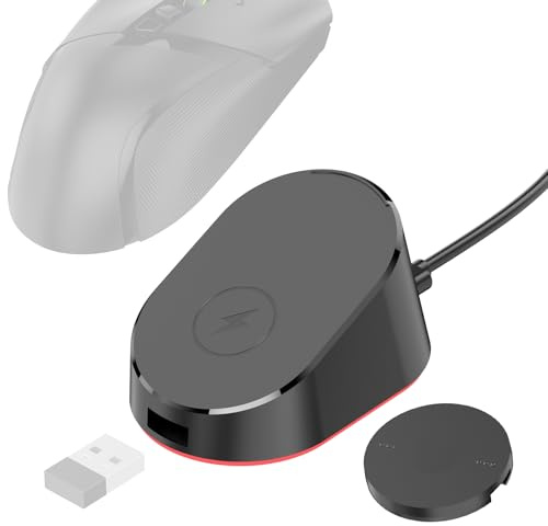 Soarking Compact Magnetic Computer Mouse Charging Dock R3 for Razer Basilisk V3 Pro, Cobra Pro, Naga V2 Pro, Auto Shut-Off, Switch LED Charge Status, Anti-Slip Base, 6.6ft Cable