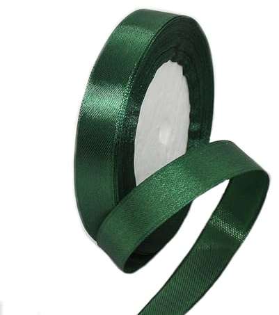 15mm Dark Green Satin Ribbon 22M ，Fabric Hair String Ribbon for Craft, Flower Bouquets, Gift Wrapping, Wedding, Bow Making and Valentines Christmas Decoration (Dark Green, 1.5CM)