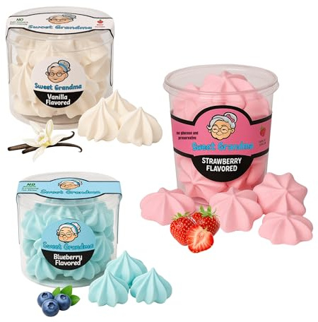 3er-Set Meringues, 3 × 50 g – Feines Wellen-Schaumgebäck, | Knusprige Baiser-Deko für Kuchen, Eis & Desserts | Zarte Konsistenz, ohne Konservierungsstoffe, Dessertdeko (3er-Set)