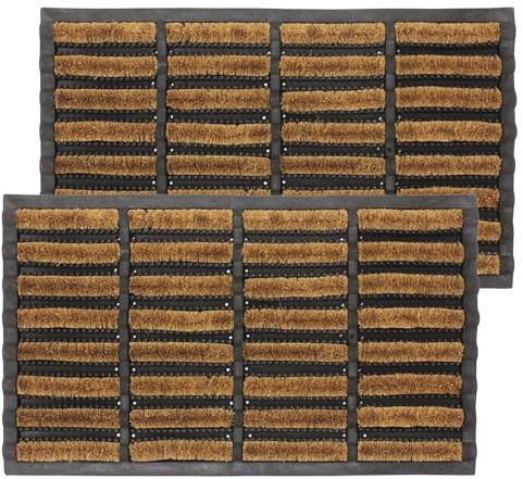 LS Heavy Duty Nimbus Door Mat Non Slip Indoor Outdoor Doormat Machine Washable Shoe Scraper Mat Removes Dirt Mud & Grass Ideal for Front Door Patio & Entrance (PACK OF 2 45 x 75 cm)