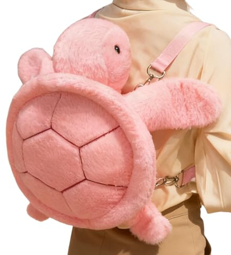Generico Sac à tortues - mignon en peluche, sac de livres scolaires, sac à dos doux et adorable, organisateur léger | Pour les loisirs, les voyages en, les festivals, rose,