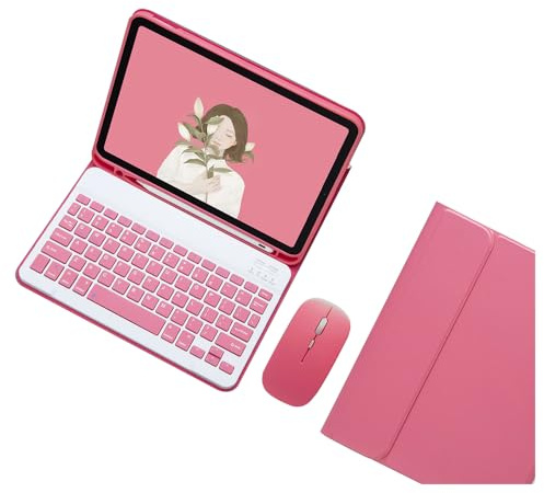 Bueuwe Coque Clavier pour iPad Mini 2/3/4/5 7,9 Pouces, Souris et Clavier Bluetooth magnétique sans Fil Amovible, Fin et léger avec Porte-Crayons,Quince Red