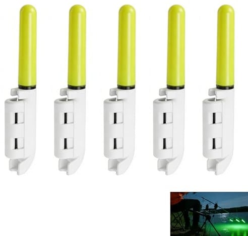 Set di 5 Bastoncini Luminosi per Pesca, Lampada LED per Canna da Pesca Notturna, Avvisatore di Morsi LED per Punta di Canna con Anello Impermeabile, Campanella di Allarme per Mare, Rocce e Fiume