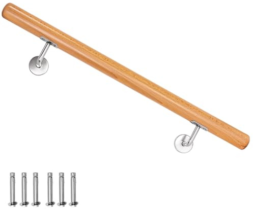 Buche Holz Handlauf Treppengeländer Geländer für Treppe Wandhandlauf V2Aox | 70 cm, Wand, seitliche Montage, mit Halterungen und Montagematerial