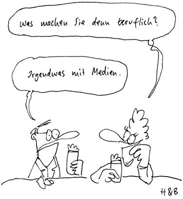 Inkognito Postkarte A6 • 39506 ''Irgendwas mit Medien Künstler: Hauck & Bauer (H&B) • Satire • Cartoons