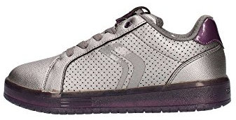 Geox J KOMMODOR Girl A Sneakers, DK Silver/Prune, 31 EU