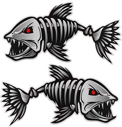 VORCOOL Packung mit 2 Skeleton Fischknochen Vinyl Aufkleber Sticker Kayak Fischerboot Car Graphics