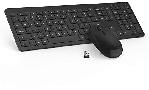 seenda Wireless Keyboard and Mouse Set, SK38 Ultra Slim Quiet USB Wireless Keyboard and Mouse Full Size QWERTY UK Layout with Numeric Keypad for Windows PC, Laptop, Computer, Black