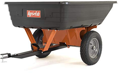 Agri-Fab 45-0533 650 lbs Tow Behind Poly Dump Cart, 10 CU. FT.; Lawn & Garden Cart/Trailer for Lawn Mowers, 16 Pneumatics Tires, Easy to Use Foot Pedal Dumping Lever