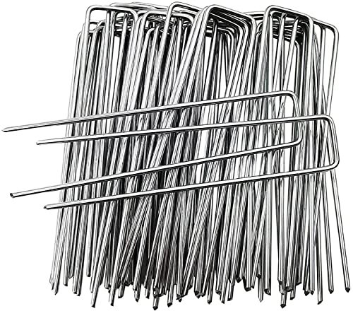 STARVAST 50 estacas de jardín en Forma de U 150 mm x 30 mm, estacas de fijación de Acero galvanizado para Tela de mantillo, Grapas de jardín para Lona antimalezas, antióxido