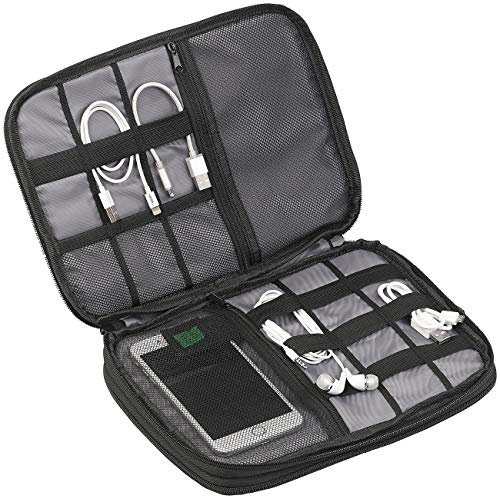 Xcase HOGAR Y COCINA - Bolsillo para cables: Organizador de electrónica y cables, compartimento acolchado para tablet de hasta 9,7 (24,6 cm), 6 compartimentos pequeños (eléctrico Organizador bolso)