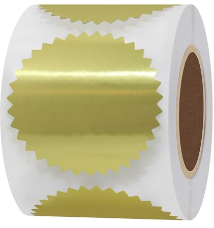 Hylabelest 2 Inch Bright Gold Certificate Wafer Seals Labels Awards Legal Embossing Stickers (Bright Gold)