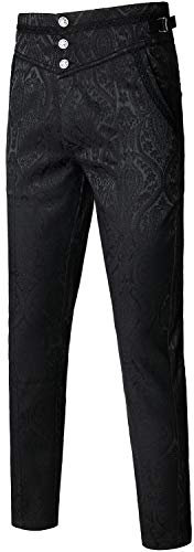 VATPAVE Herren Gothic Hose Cosplay Kostüm Hosen Steampunk Viktorianische Hose Mittel Schwarz