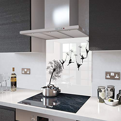 Glass Splashbacks Dandelion Ballerinas On White Glass in 75cm Wide x 110cm High