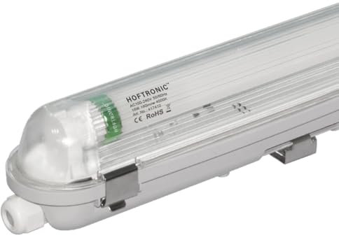 HOFTRONIC - LED-Feuchtraumleuchte 120 cm 4000K Neutralweiß 18W 2880lm 160lm/W Flimmerfrei verlinkbar Wannneleuchte T8 Werkstattlampe IP65 Wasserfest Leuchte für Garage Keller Bad Büro Warenhaus