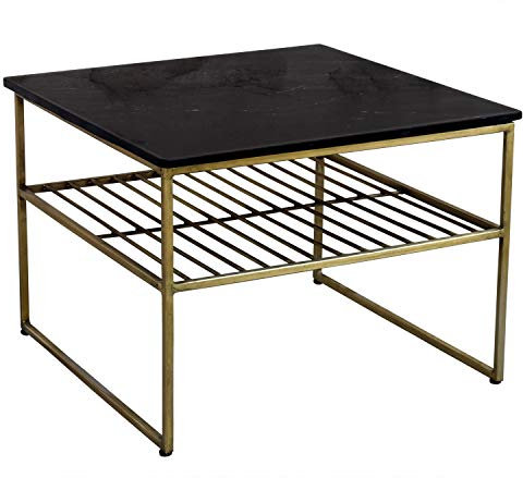 Couchtisch Dian Marble 55 x 55 cm Metall Gold Marmor schwarz Sofatisch Tisch