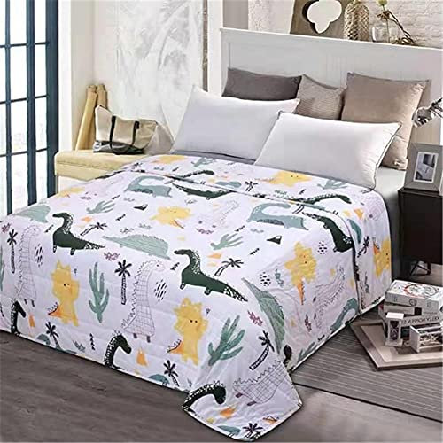 Fansu Colcha Acolchada Fina Suave Cubrecama Rellenos Finos Toda Temporada Edredón Reversible Estampada Colchas Bouti Cama 90/135/150, Manta para Sofa (Dinosaurio,140x200cm)