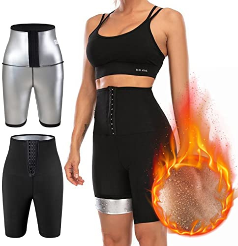 Pantalon de Sudation Femme, Legging Sport Taille Haute Gainant Noir Fitness | Accélère la transpiration, lifting fesses, ventre plat, anti cellulite, effet sculptant, fitness yoga jogging minceur