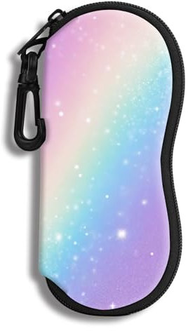 Hion Brillenetui Sonnenbrille Weiche Tasche mit Gürtelclip Ultraleichter Neopren-Reißverschluss Brillenetui Bedruckte Sonnenbrillentasche für stilvolle tragbare Reisebrillen(Regenbogen)