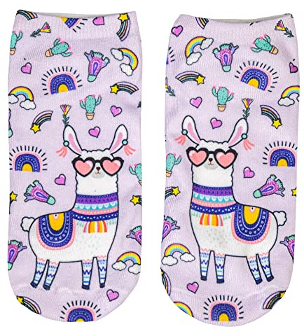 cosey – 1 Paar Sneaker Socken – Lama Design– Einheits-Größe 33-40 (Lama Herzbrille)