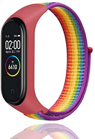Keecuty Armband Kompatibel Mit Xiaomi Mi Band 6/5/4/3 - Verstellbares Nylon Ersatzarmband für Frauen Und Männer - Regenbogen
