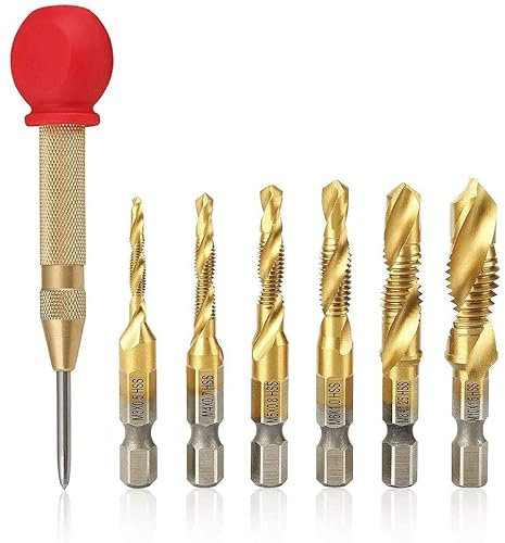 oumuik 7tlg Holzspiralbohrer Set (Metallbohrer für Holz, Ø 3-10 mm, 6*Holzbohrer,1*Körner)- Premium HSS Bohraufsätze/Stahlbohrer