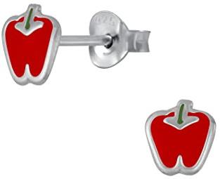 Laimons Kinder Mädchen-Ohrstecker Kinderschmuck Apfel rot grün Sterling Silber 925
