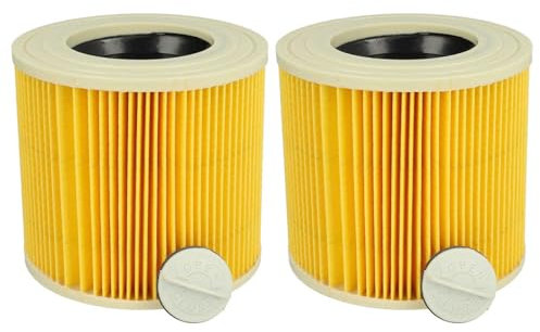 vhbw Filterset 2X Faltenfilter kompatibel mit Kärcher SE 4002 Waschsauger, SE 4002 Nass- & Trockensauger - Filter, Patronenfilter, Gelb