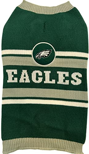 NFL Philadelphia Eagles Dog Sweater, Size Medium. Warm and Cozy Knit Pet Sweater with NFL Team Logo, Best Puppy Sweater for Large and Small Dogs