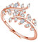 925 Sterling Silber Ring Olivenzweig Blätter mit Zirkonia Steinen Verstellbar I Echtsilber Blumenring Zweig Blatt Ringe mit Blüte für Damen und Frauen (Rosegold)
