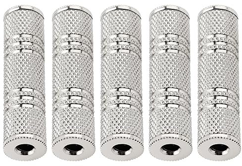 KUOQIY 5 Piezas 3.5mm Acoplador de Audio Hembra a Hembra, Adaptador de Conector Estéreo en Metal, Adaptador Audio Estereo Jack 3.5mm para Extensor de Cable de Auriculares, Plata