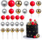 Gyufise 30Pcs Christmas Mini Balloon Cake Topper Foam Ball Cake Picks Cupcake Faux Pearl Balls DIY Cake Insert Topper Decoration for Anniversary Graduation Birthday Party Baby Shower Red Gold Silver