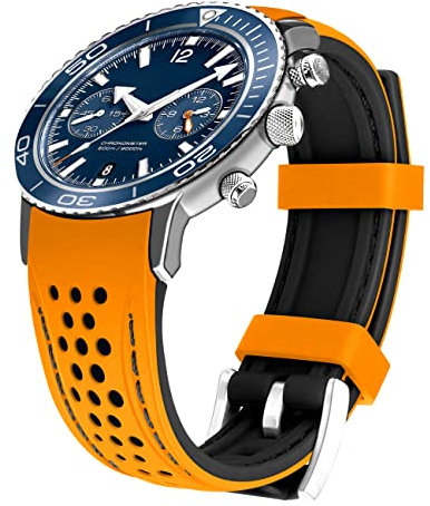 Kai Tian Langlebige zwei Ton Silikon gebogene Enden 22mm Rennsport Gummi Uhrenarmbänder Armband Orange (Schwarz Stich) für Männer Frauen