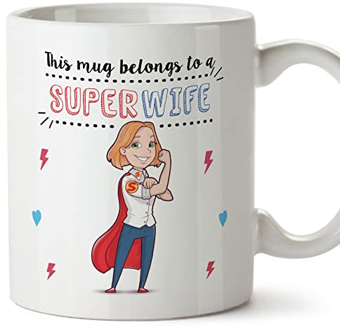 MUGFFINS Wife Mug - in English - Super Family - Funny Gift - Ceramic 11oz Mug