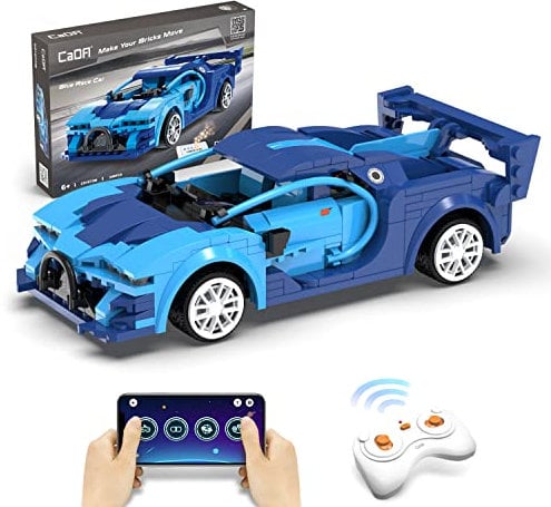 CaDA Ferngesteuertes Klemmbausteine Auto - Dual Control 325Pcs Blau C51073W RC Bausteine Set - STEM Spielzeug Ab 2 Jahre