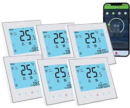 Qiumi Aire Acondicionado termostato WiFi Uso de 4 Tubos,Smart Life App Control Remoto,con Alexa googlehome,Corriente alterna de 95 a 240v