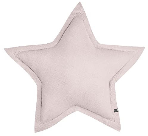 von Herzen Handmade Musselinkissen aus 100% Baumwolle I Kinderkissen I Dekokissen aus Musselin in Sternform I Sternkissen für Kinderzimmer & Bett I Handgenähtes Kissen mit Watte gefüllt (Puderrosa)