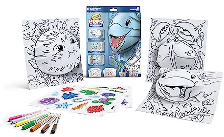 CRAYOLA POPS - 3D-Aktivitätsset, zum Ausmalen und Erstellen von 3D-Bildern, kreative Beschäftigung und Geschenk für Kinder, Thema Meereswelt, ab 6 Jahren, 04-2805