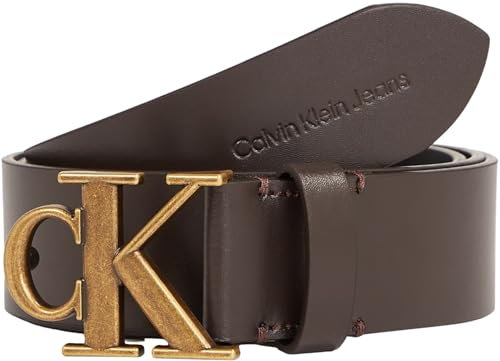 Calvin Klein Jeans Herren Gürtel Mono Plaque Belt aus Leder, Braun (Bitter Brown), 135 cm