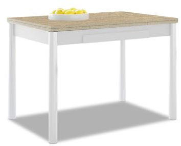 ASTIMESA - Mesa de Cocina Extensible - Estructura Blanca Tapa Laminado - Color Roble Claro - Ideal para Espacios Pequeños - Medidas: 90 x 50 cm - Extensible: 140 x 50 cm
