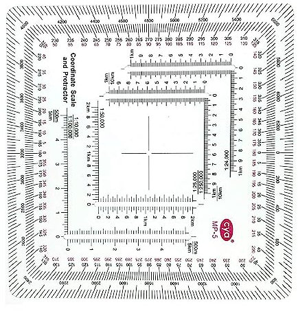 Scala di coordinate MGRS/UTM aggiornata in stile militare e goniometri per campeggio, scala per mappe topografiche, righello quadrato