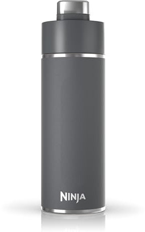 Ninja DW2401GY Thirsti 24oz Travel Water Bottle, for Carbonated Sparkling Drinks, Colder and Fizzier Longer, Leak Proof, 24 Hrs Cold, Dishwasher Safe, Stainless Steel Insulated Tumbler, Charcoal Gray