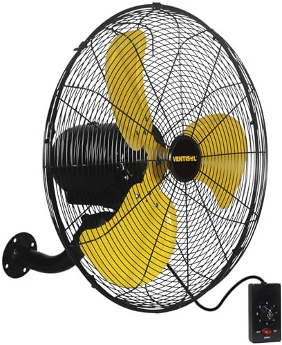 VENTISOL Ventilador de pared oscilante de 20 pulgadas, ventilador de pared industrial de alta velocidad para interior, comercial, residencial, almacén, invernadero, taller, sótano