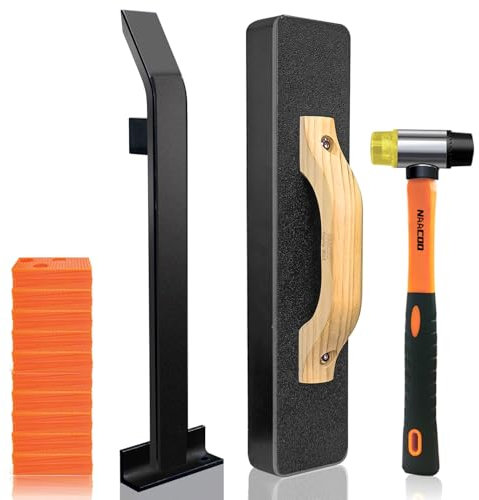NAACOO Laminate Flooring Tools, Floor Installation Kit, Tapping Block for Vinyl Plank Flooring, Knock 1-2 Times, Heavy Pull Bar, 40pc Flooring Spacers, Rubber Mallet. Professional Vinyl Flooring Tools
